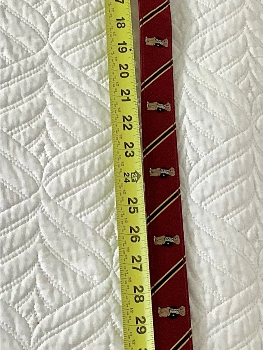 Polo by Ralph Lauren Burgundy Ribbon Belt with Navy and Gold Stripe